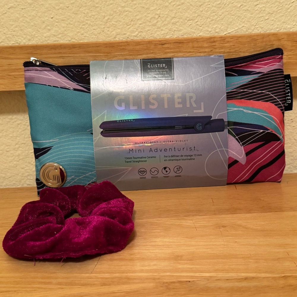 Glister Mini Adventurist Hair Straightener in Ultraviolet Pouch with Free Gift